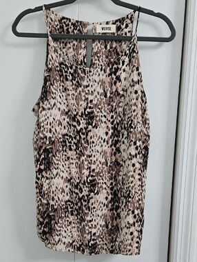 Verse Women's Beige & Black Animal Print Tank Top